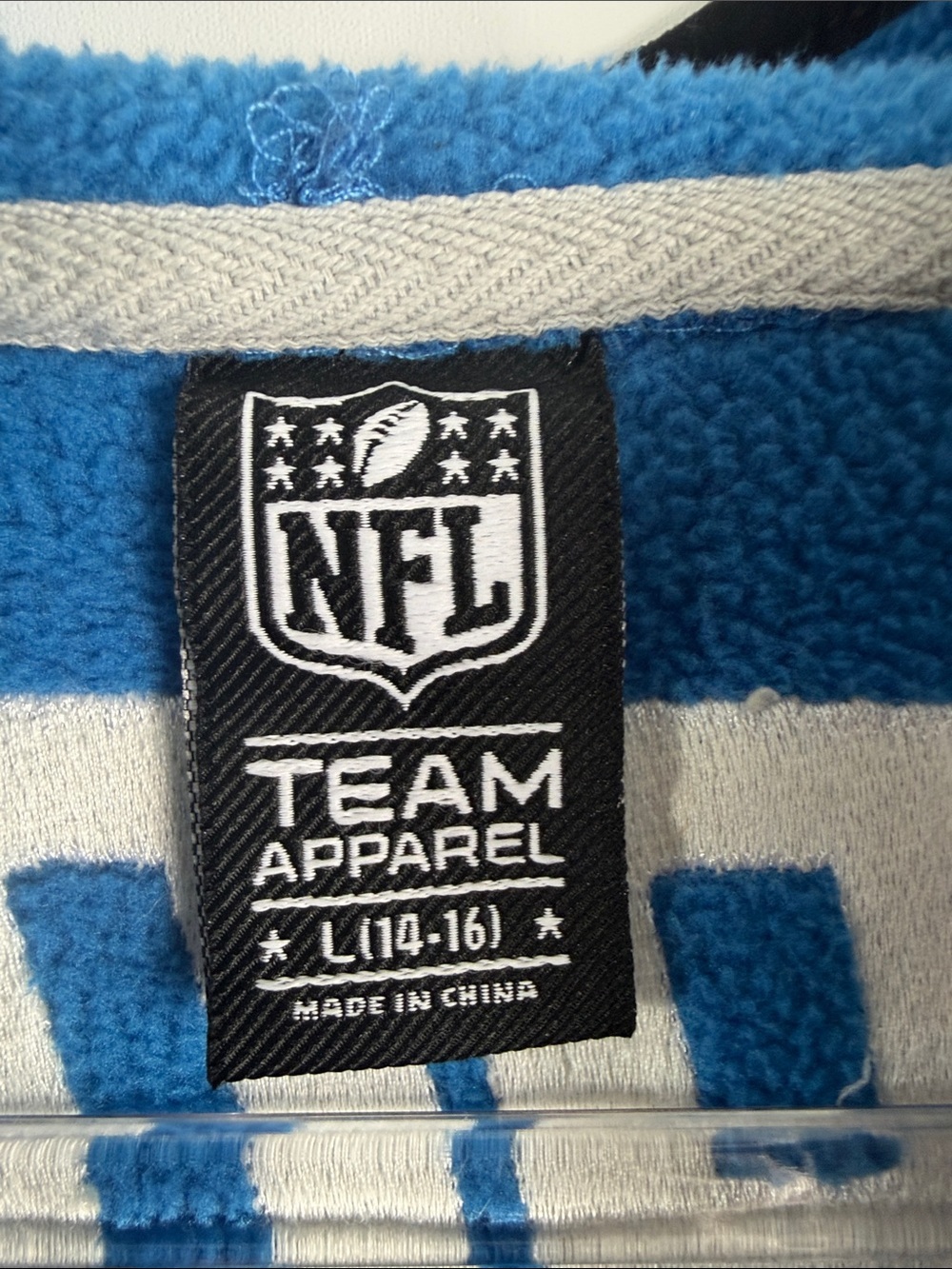 NFL Detroit Lions Fleece Quarter Zip Youth 14/16 Blue Pullover - Picture 3 of 10